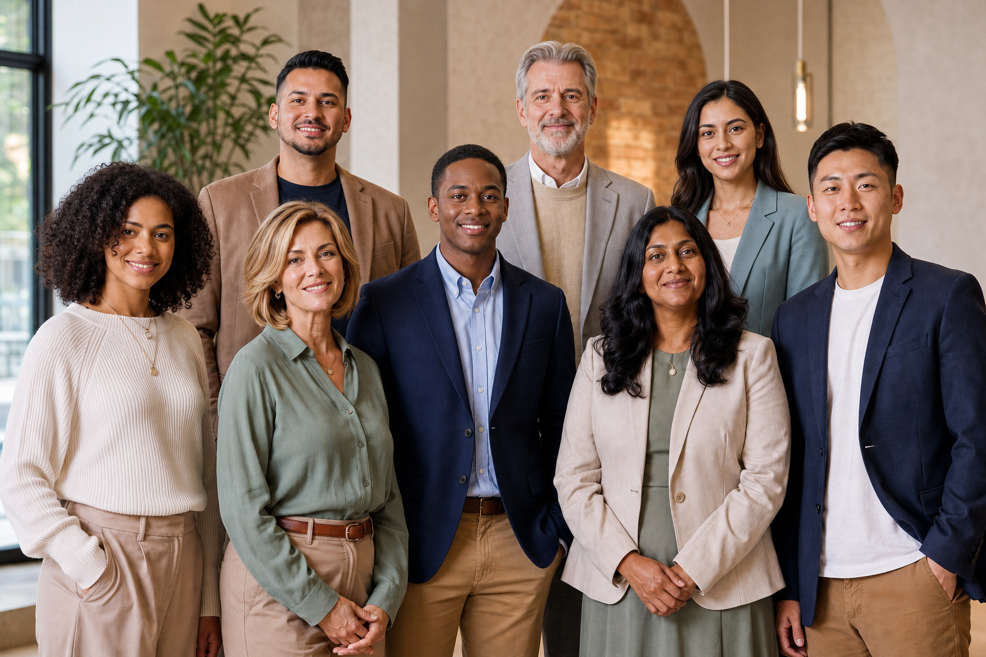 A diverse group of professional men and women representing future certified Kingdom Companion Coaches.
