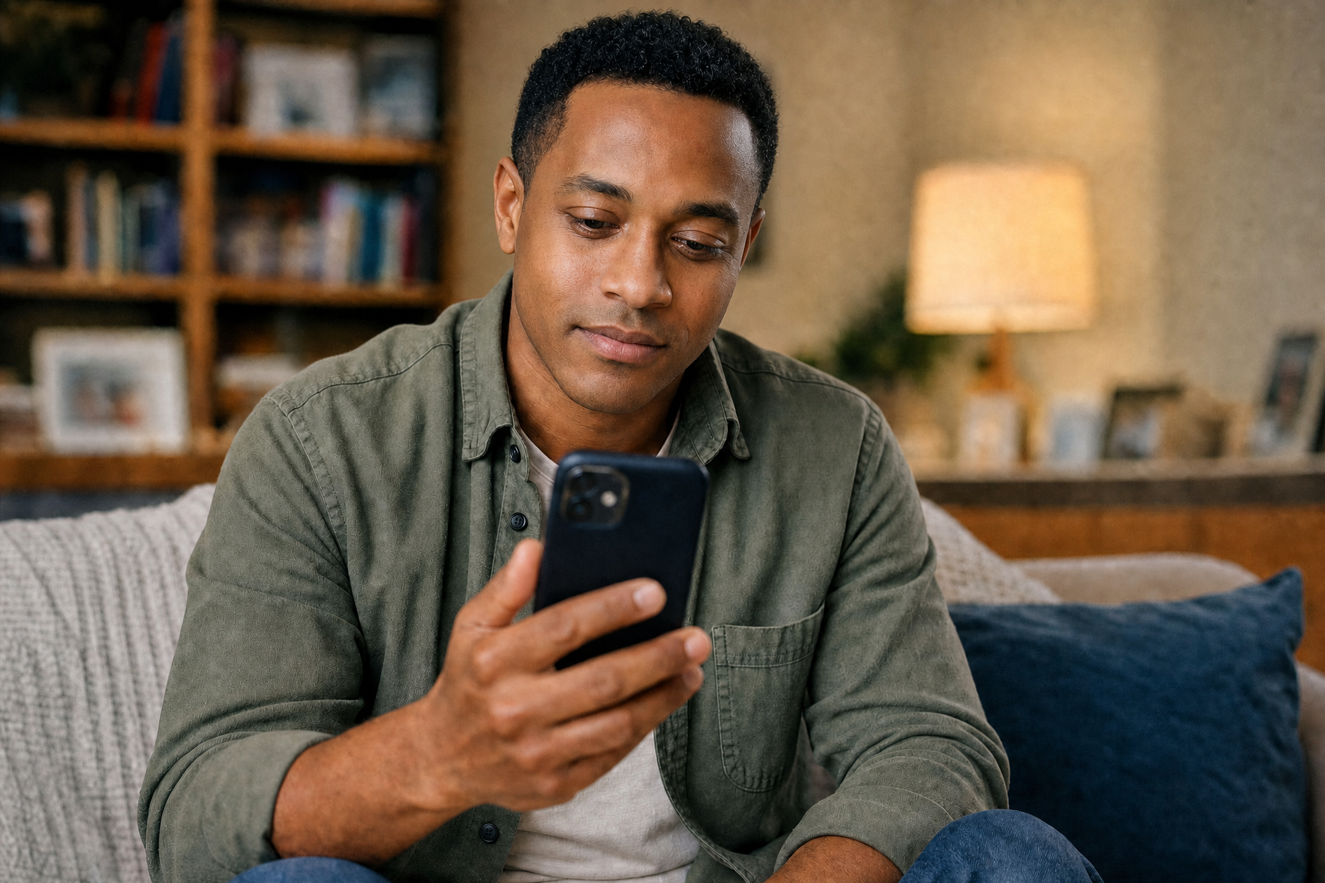 A man having a meaningful private conversation using Kingdom Companion on his phone.